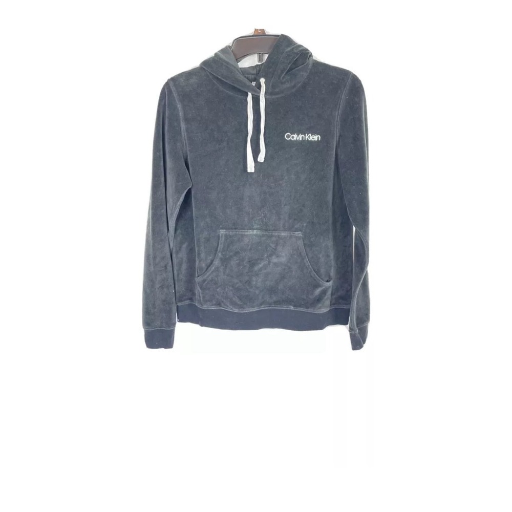 Calvin Klein sleepwear‎ velour black pullover hoodie women's size small